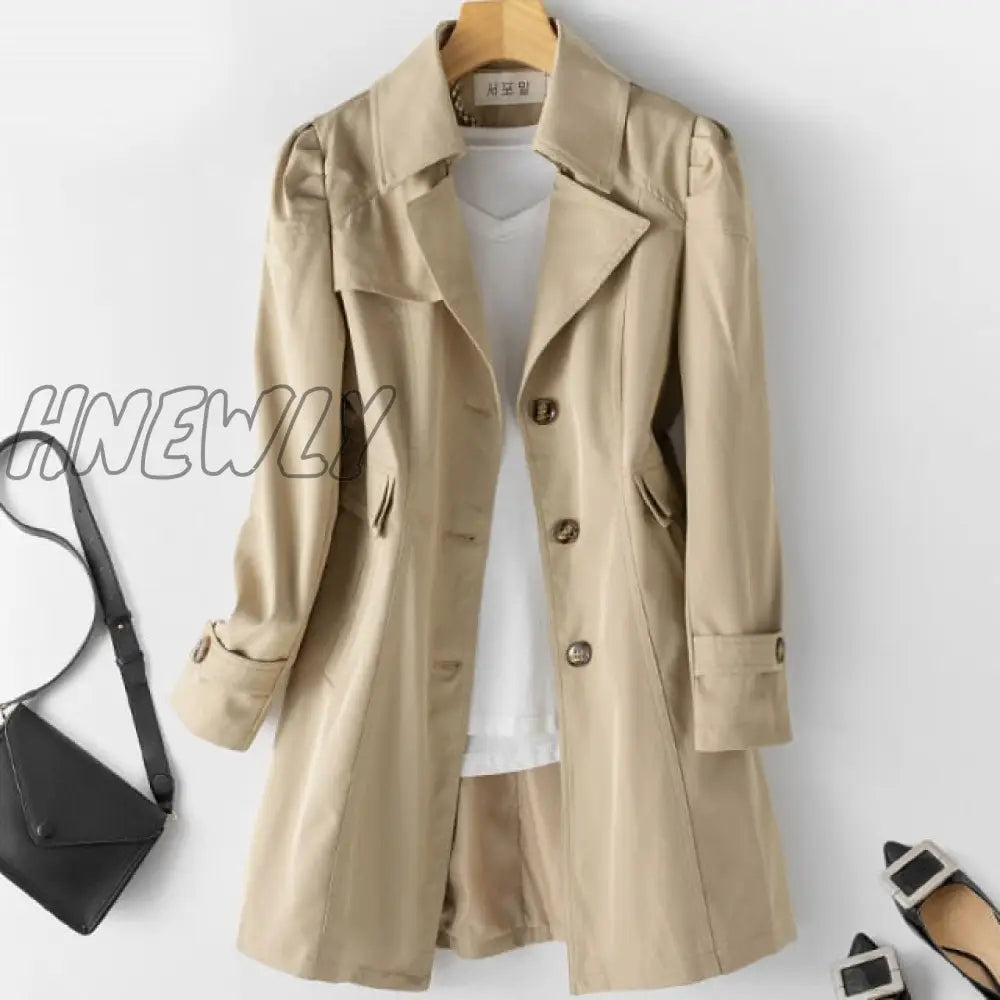 Spring Autumn Trench Coat Woman New Korean Single - Breasted Mid - Long Women Overcoat Plus Size