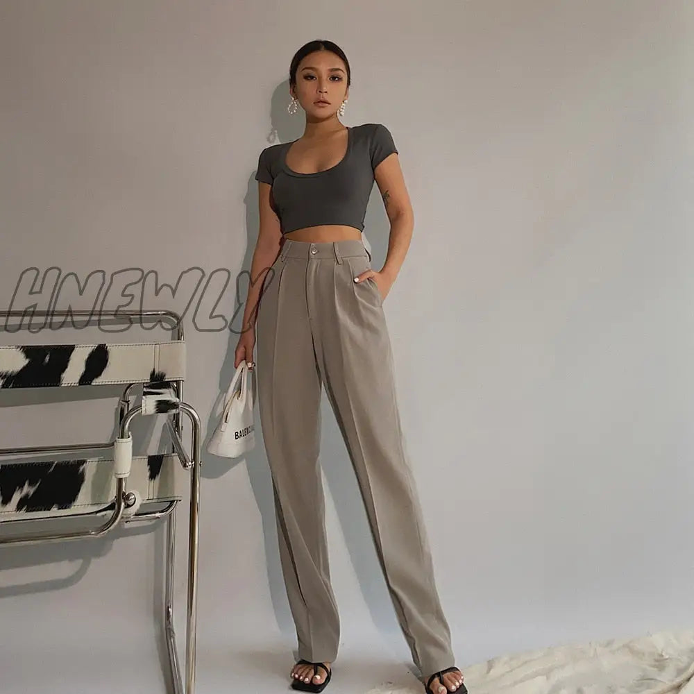 Spring New Office Lady High Quality Elegant Casual Fashion Wide Leg Women Female Pants Hot Sales