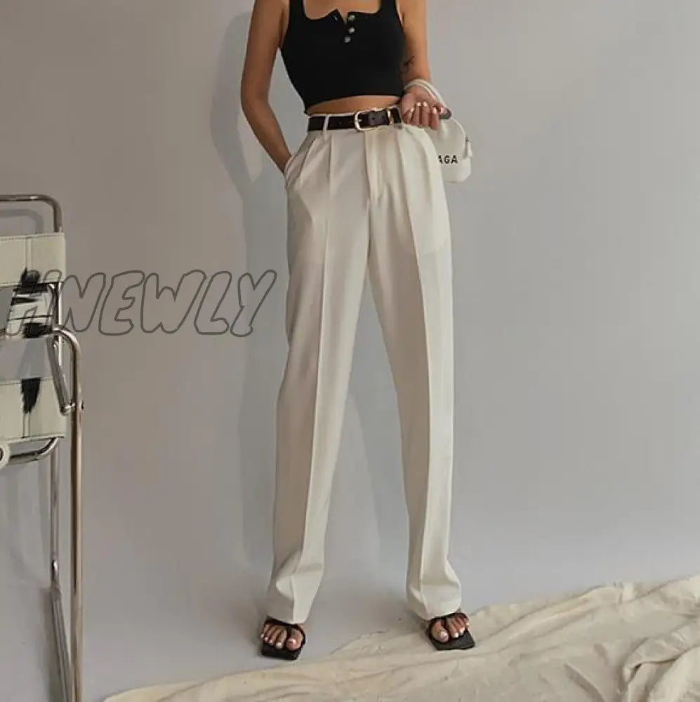 Spring New Office Lady High Quality Elegant Casual Fashion Wide Leg Women Female Pants Hot Sales