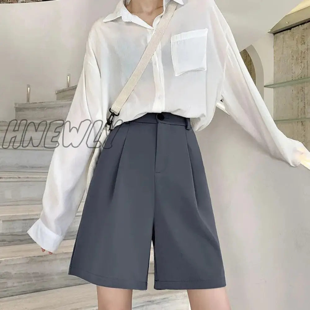 Stadiachain Summer Wide Leg Shorts Women Korean Style High Waist Woman Black Gray Pockets Loose