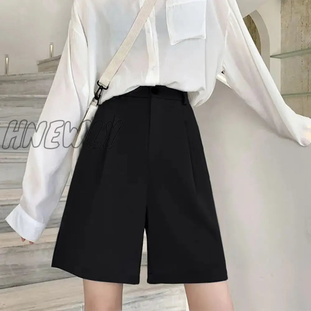 Stadiachain Summer Wide Leg Shorts Women Korean Style High Waist Woman Black Gray Pockets Loose