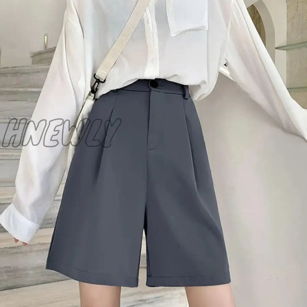 Stadiachain Summer Wide Leg Shorts Women Korean Style High Waist Woman Black Gray Pockets Loose