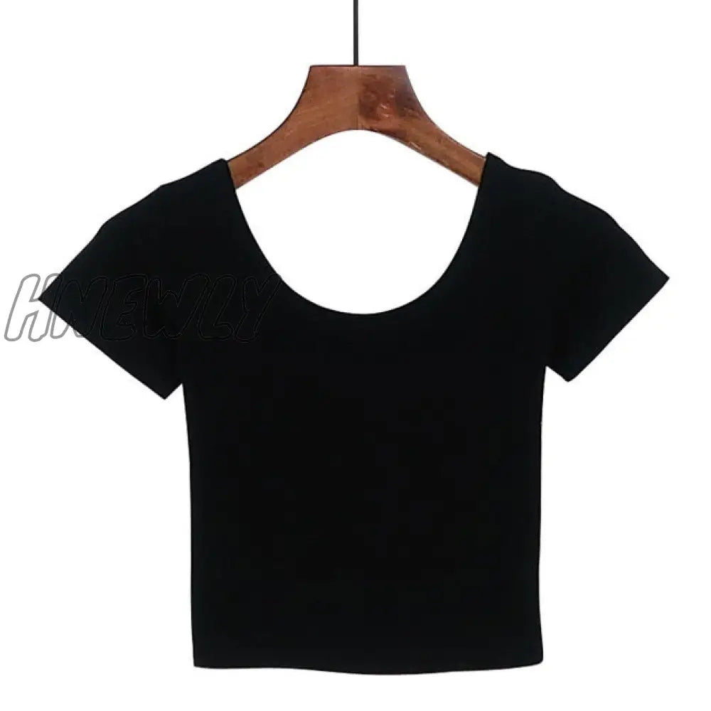 Stretch Women High Quality Sexy U Neck Crop Top 1Pc Girls Short Sleeve Female Fashion Best Sell