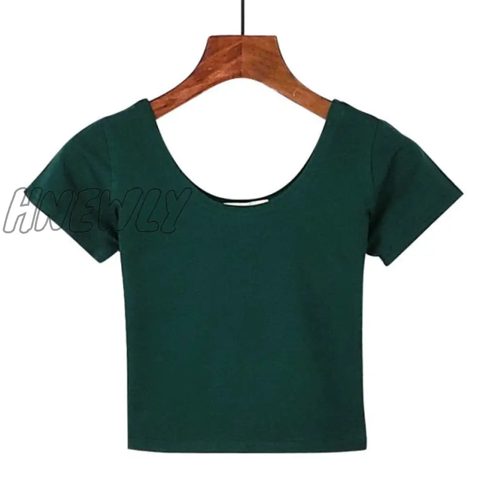 Stretch Women High Quality Sexy U Neck Crop Top 1Pc Girls Short Sleeve Female Fashion Best Sell