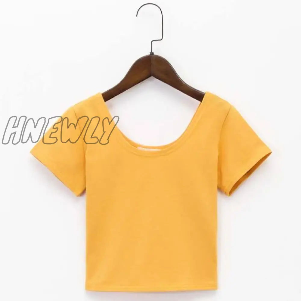 Stretch Women High Quality Sexy U Neck Crop Top 1Pc Girls Short Sleeve Female Fashion Best Sell