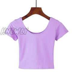 Stretch Women High Quality Sexy U Neck Crop Top 1Pc Girls Short Sleeve Female Fashion Best Sell