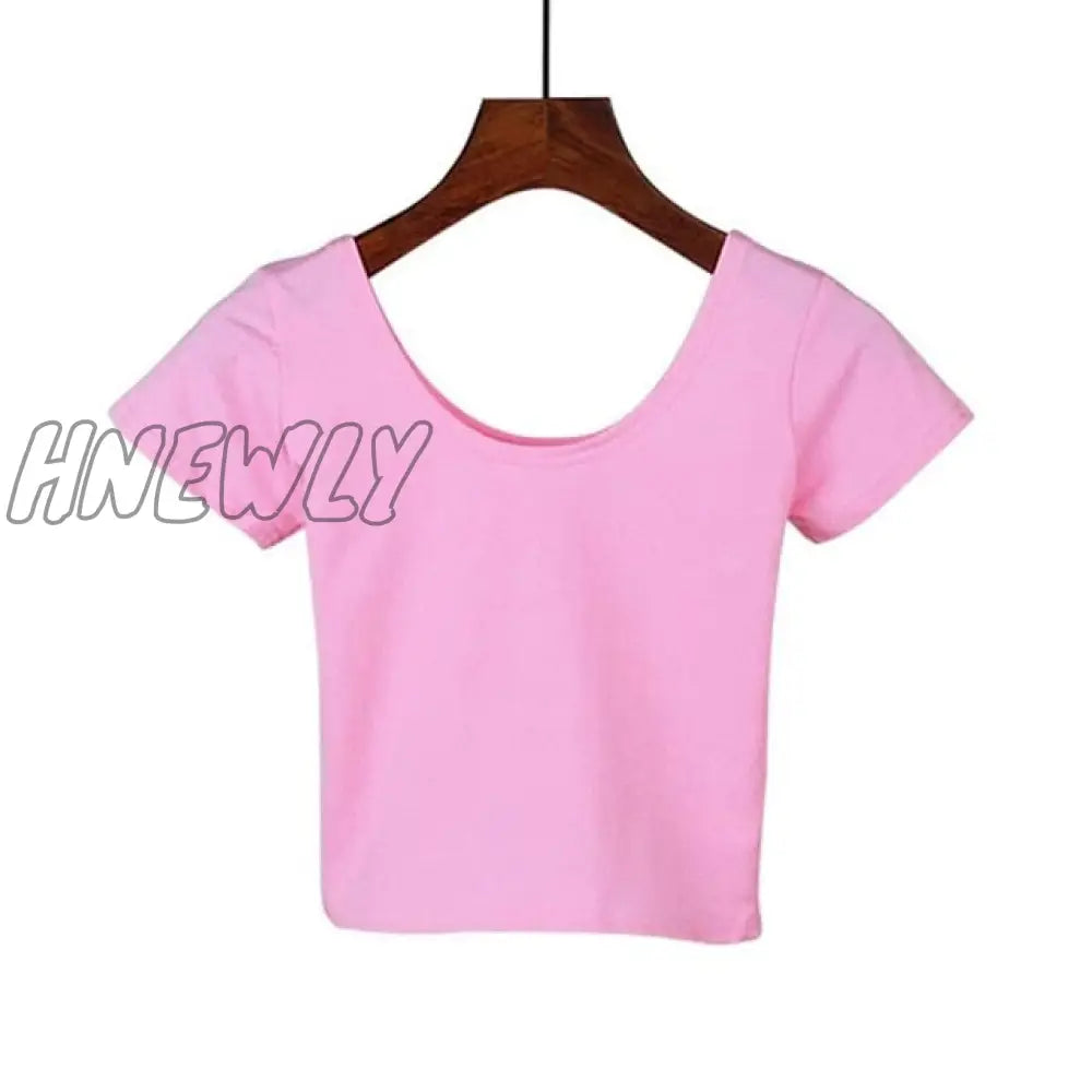 Stretch Women High Quality Sexy U Neck Crop Top 1Pc Girls Short Sleeve Female Fashion Best Sell