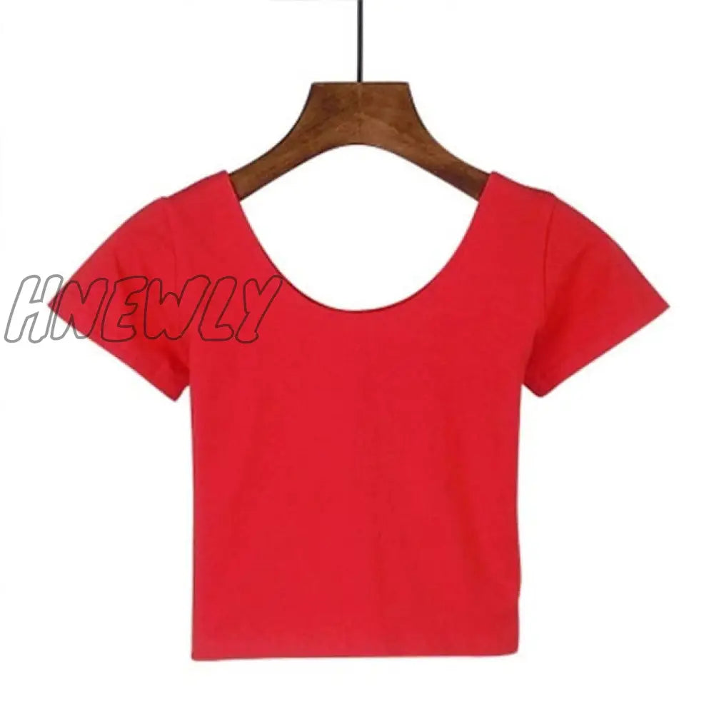 Stretch Women High Quality Sexy U Neck Crop Top 1Pc Girls Short Sleeve Female Fashion Best Sell