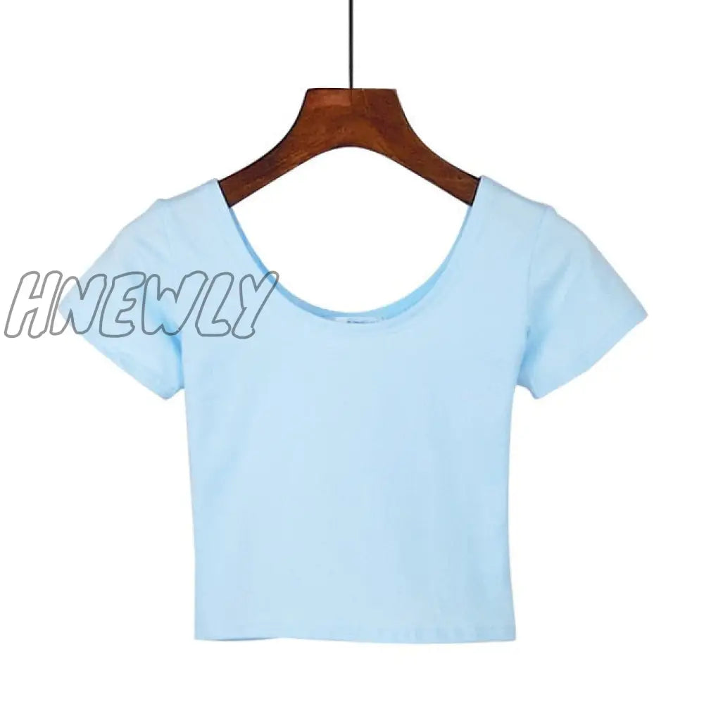 Stretch Women High Quality Sexy U Neck Crop Top 1Pc Girls Short Sleeve Female Fashion Best Sell