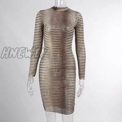 Stripe Mesh Bodycon Vest Dress Women High Street Clothing Lady Birthday Party Wear Summer Sexy