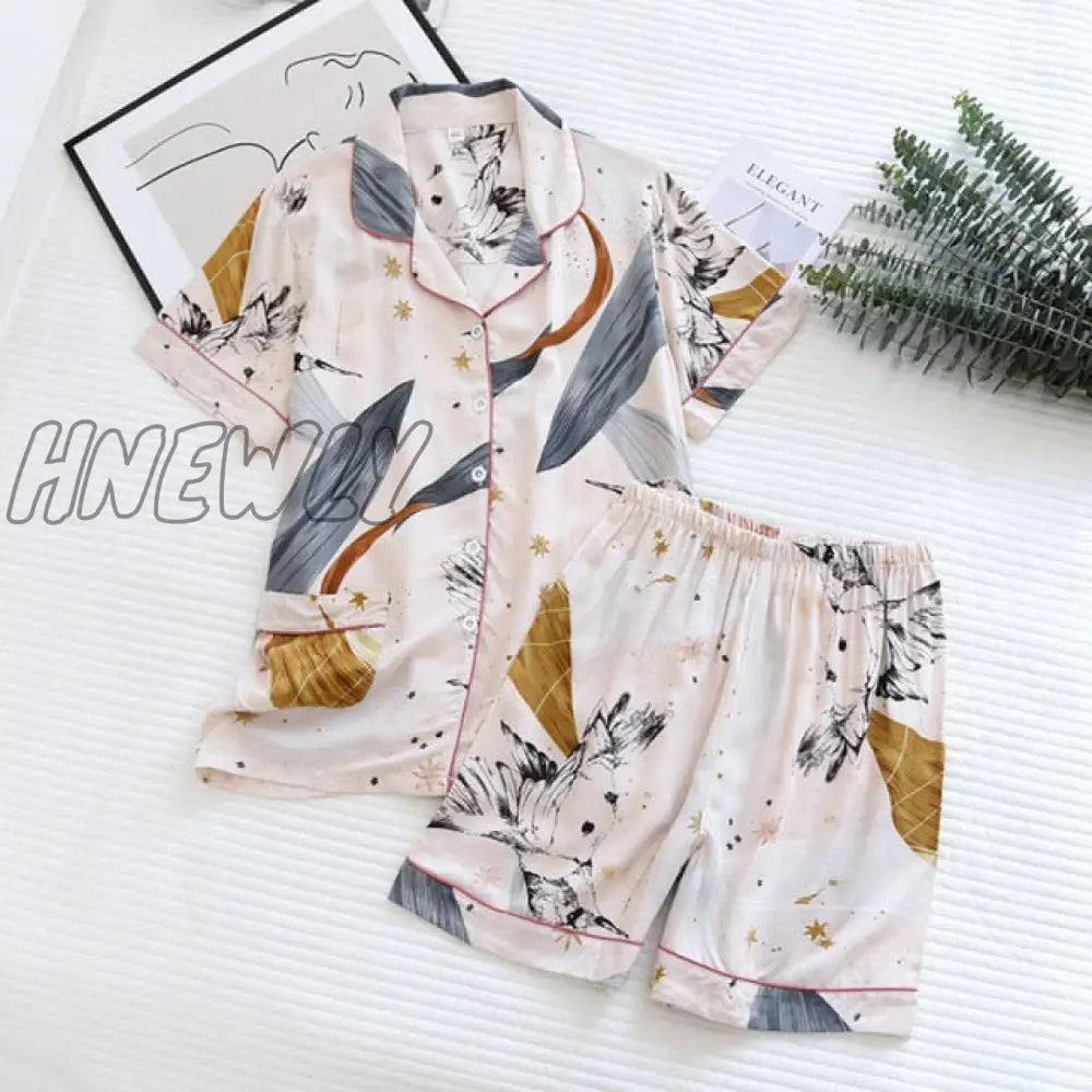 Summer News Pijama Mujer Thin Section Short - Sleeved Shorts Large Floral Print Pajamas Home