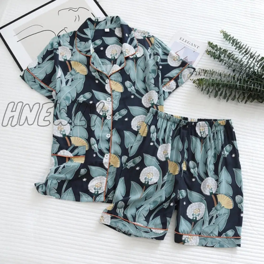 Summer News Pijama Mujer Thin Section Short - Sleeved Shorts Large Floral Print Pajamas Home