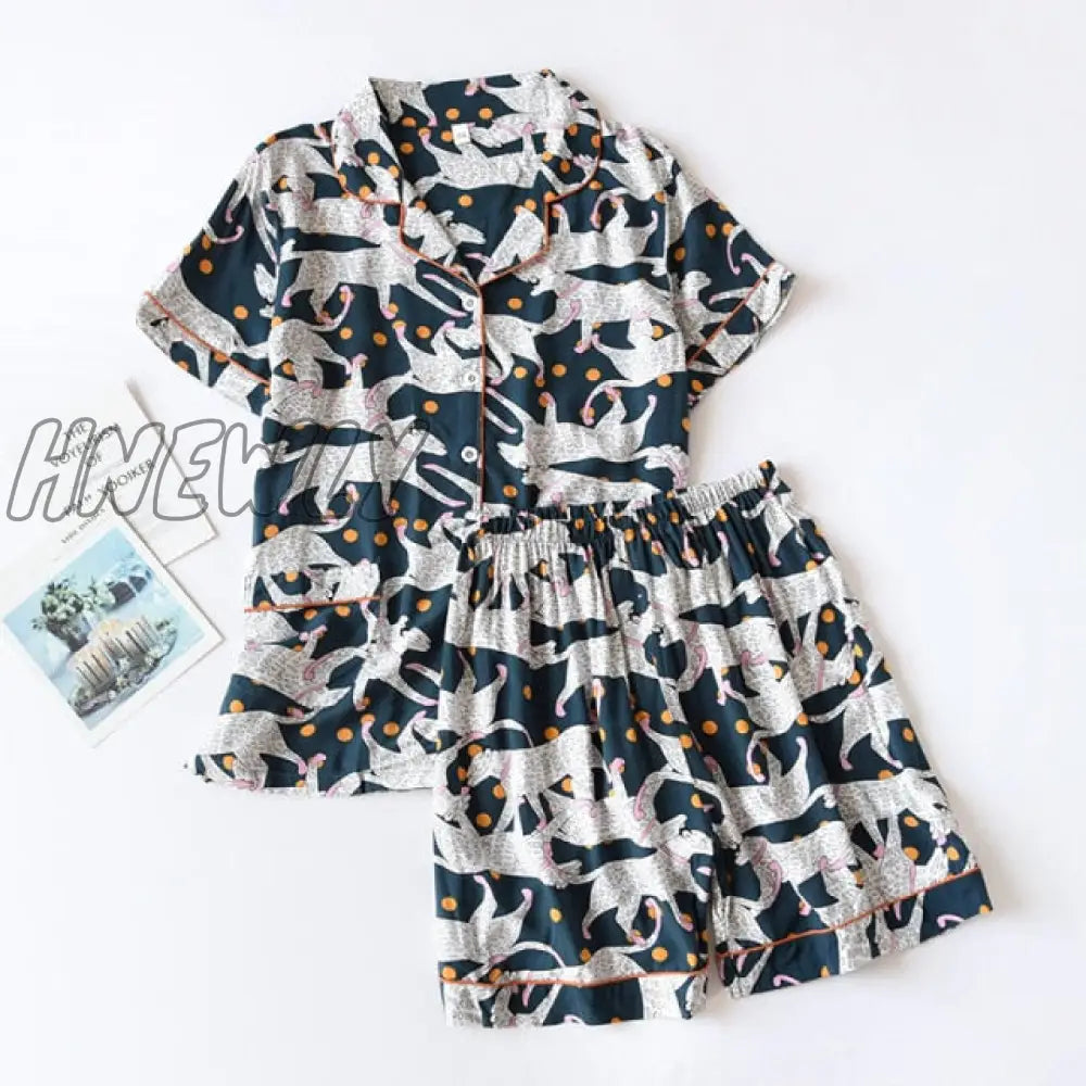 Summer News Pijama Mujer Thin Section Short - Sleeved Shorts Large Floral Print Pajamas Home