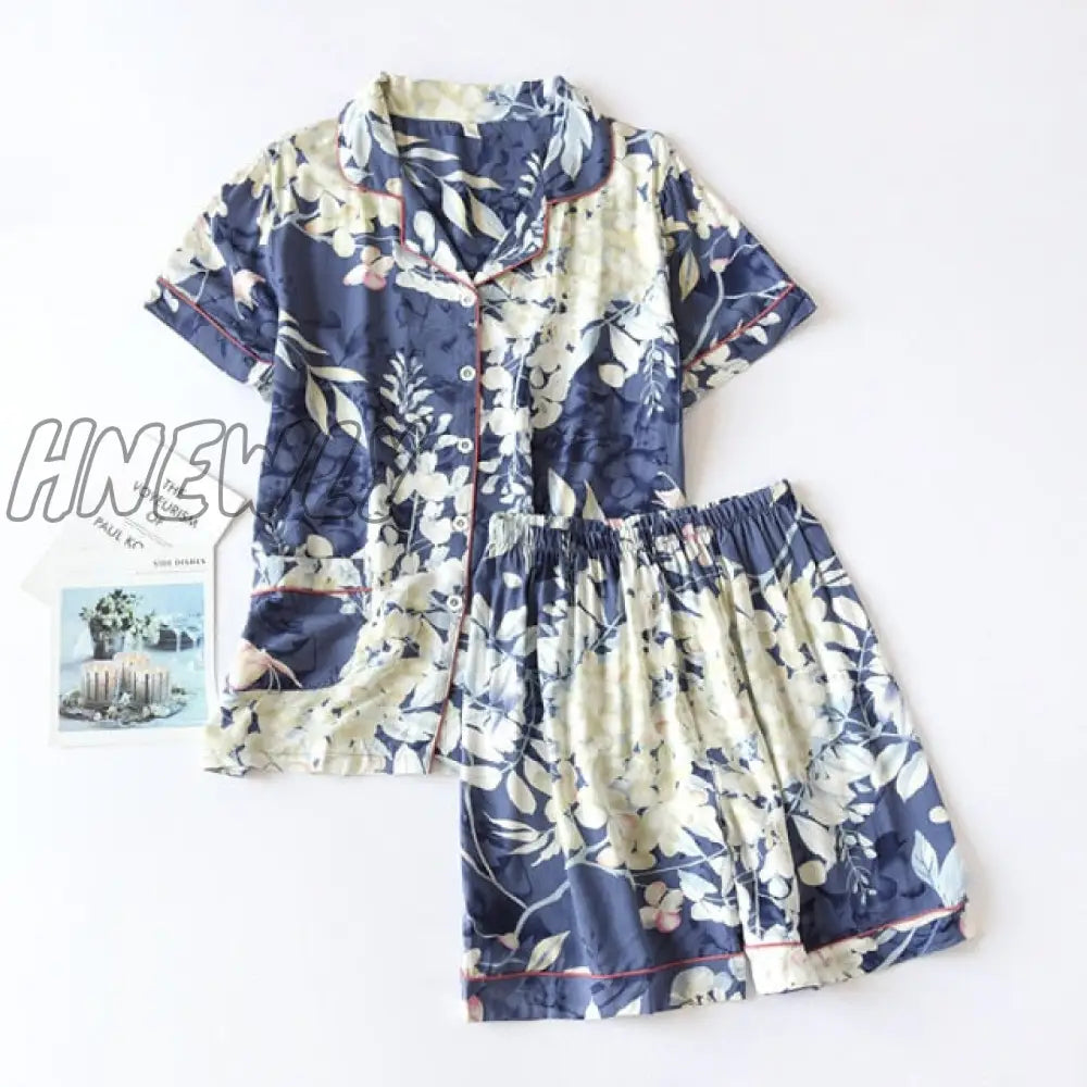 Summer News Pijama Mujer Thin Section Short - Sleeved Shorts Large Floral Print Pajamas Home