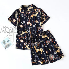 Summer News Pijama Mujer Thin Section Short - Sleeved Shorts Large Floral Print Pajamas Home