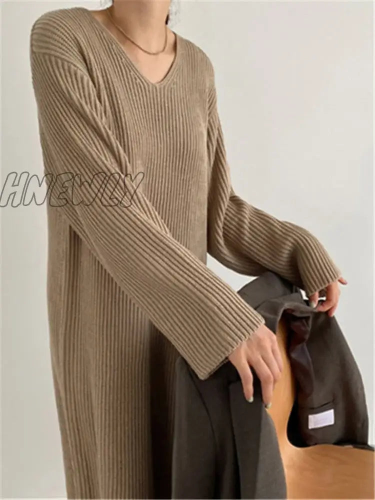 Sweater Women Dress Knitted Dresses Womens Winter Long Sleeve Sweaters Autumn Loose Maxi Oversize