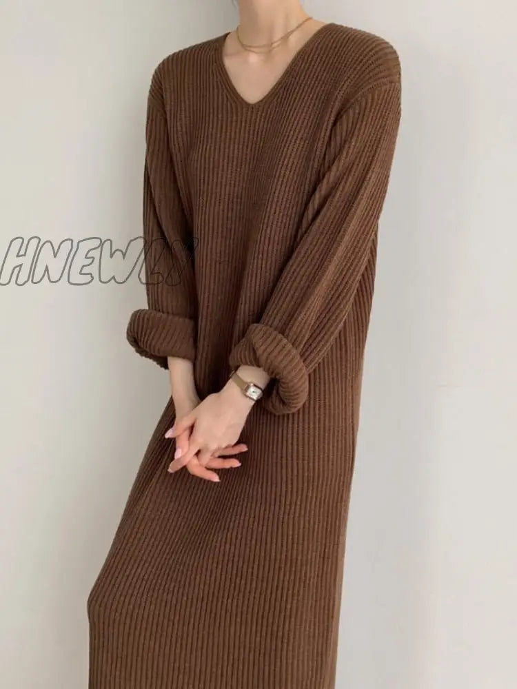 Sweater Women Dress Knitted Dresses Womens Winter Long Sleeve Sweaters Autumn Loose Maxi Oversize