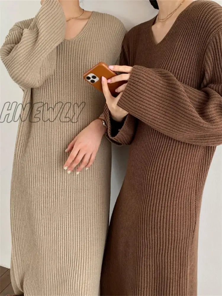 Sweater Women Dress Knitted Dresses Womens Winter Long Sleeve Sweaters Autumn Loose Maxi Oversize