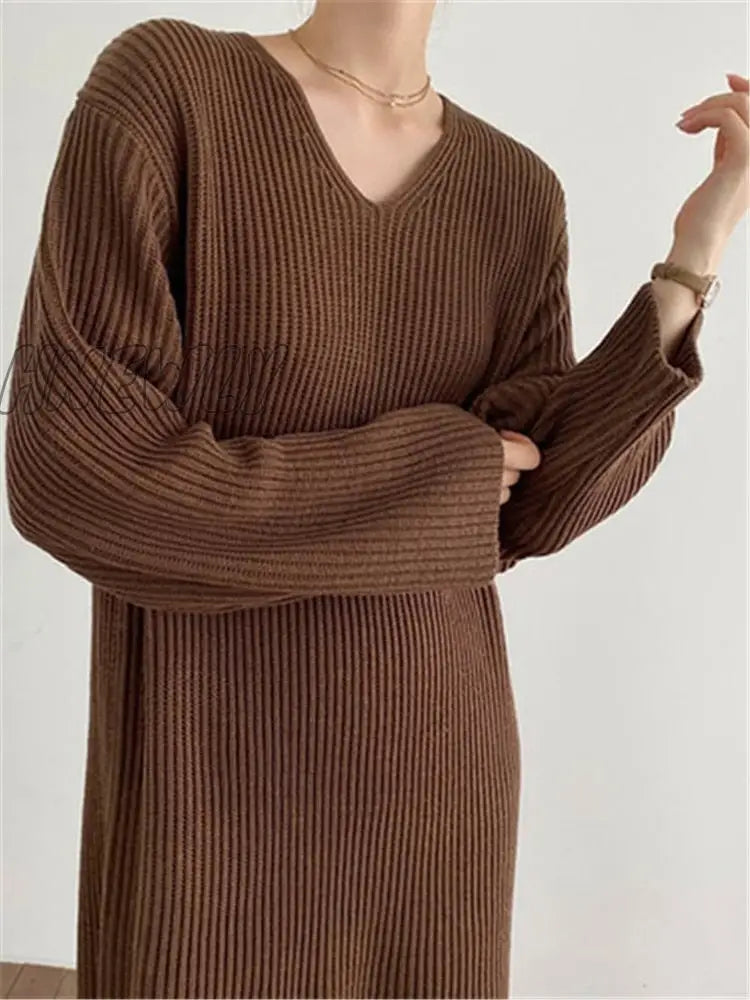 Sweater Women Dress Knitted Dresses Womens Winter Long Sleeve Sweaters Autumn Loose Maxi Oversize