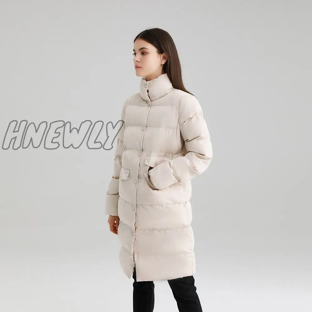 Thick Down Cotton Coat Oversize Long Parkas Winter Sleeve Buttons Pockets Female Warm Puffer Jacket