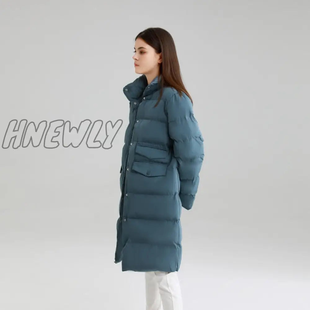 Thick Down Cotton Coat Oversize Long Parkas Winter Sleeve Buttons Pockets Female Warm Puffer Jacket