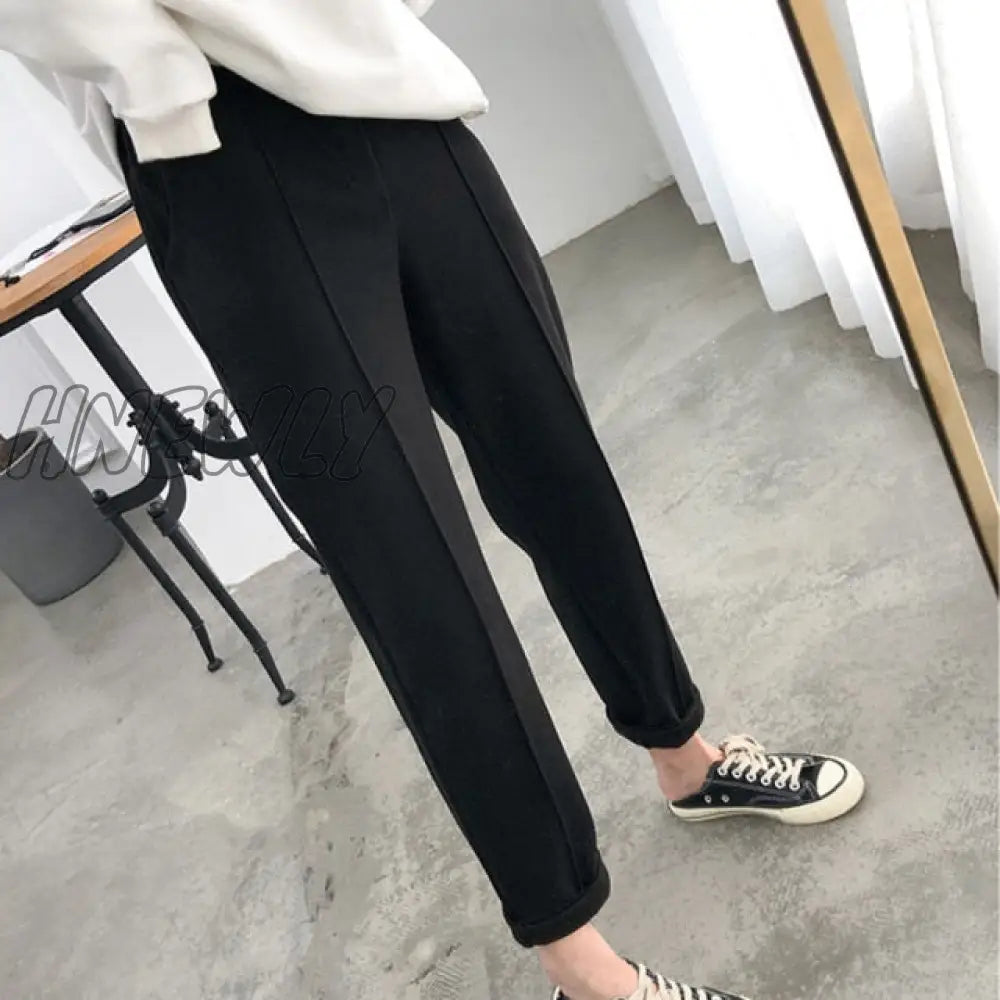 Thicken Women Pencil Pants Spring Winter Plus Size Ol Style Wool Female Work Suit Pant Loose