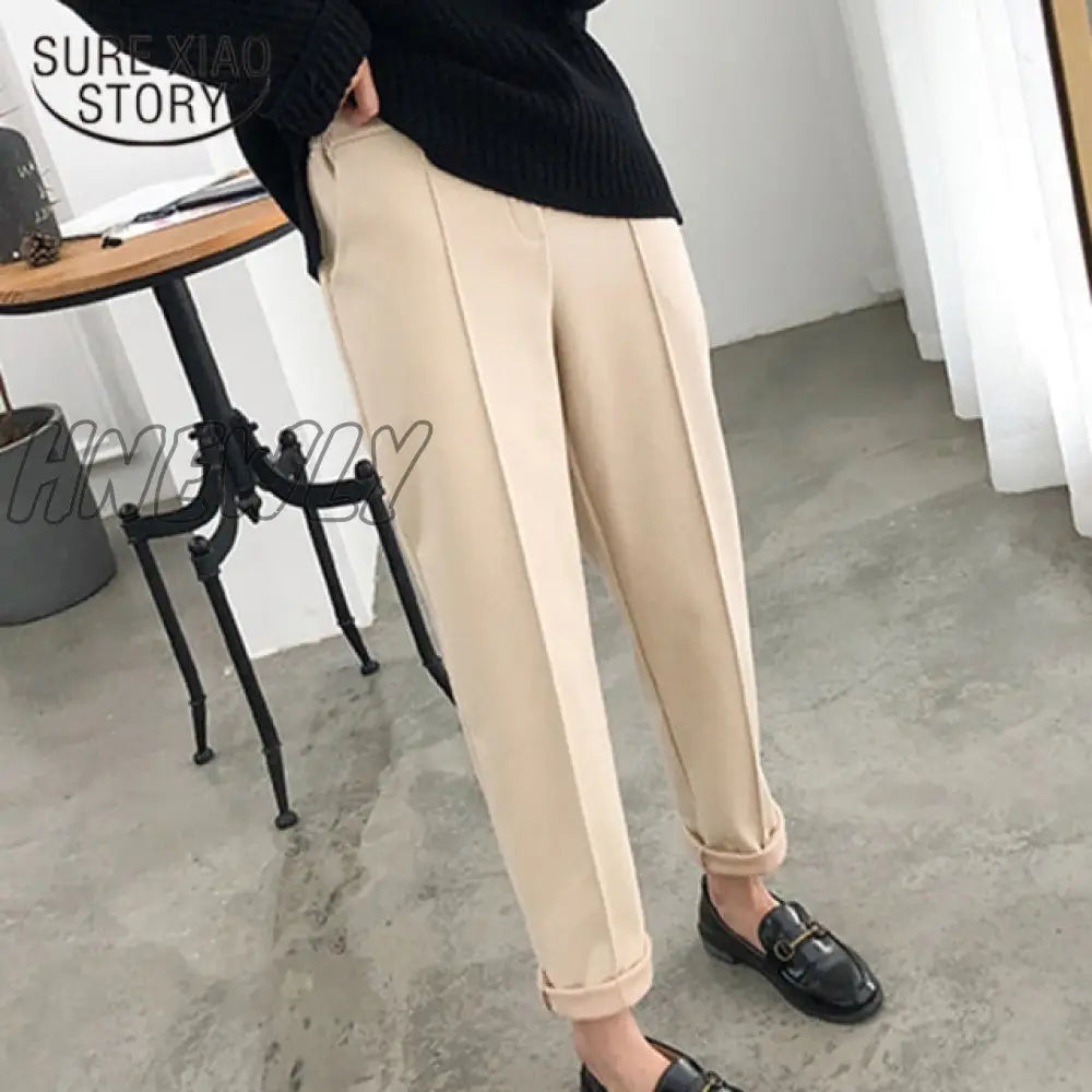 Thicken Women Pencil Pants Spring Winter Plus Size Ol Style Wool Female Work Suit Pant Loose