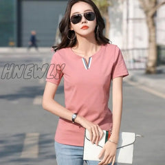 V Neck 100% Cotton T Shirt Woman Spring Fashion Long Sleeve Women’s T - Shirt Loose Korean Style