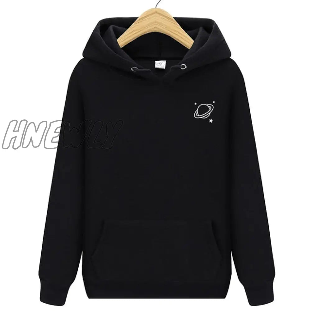 Velvet Winter Women’s Cute Saturn Printing Hooded Female Thicken Warm Hoodies Lady Autumn Tops