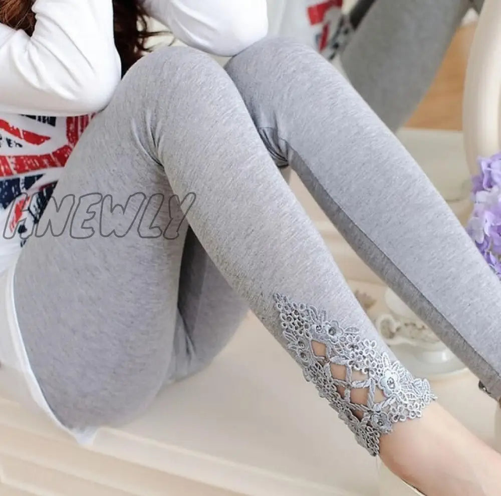 Viianles Women Leggings Mujer Diamond Legging Sexy Lace Fitness Leggins Elastic High Waist Pant