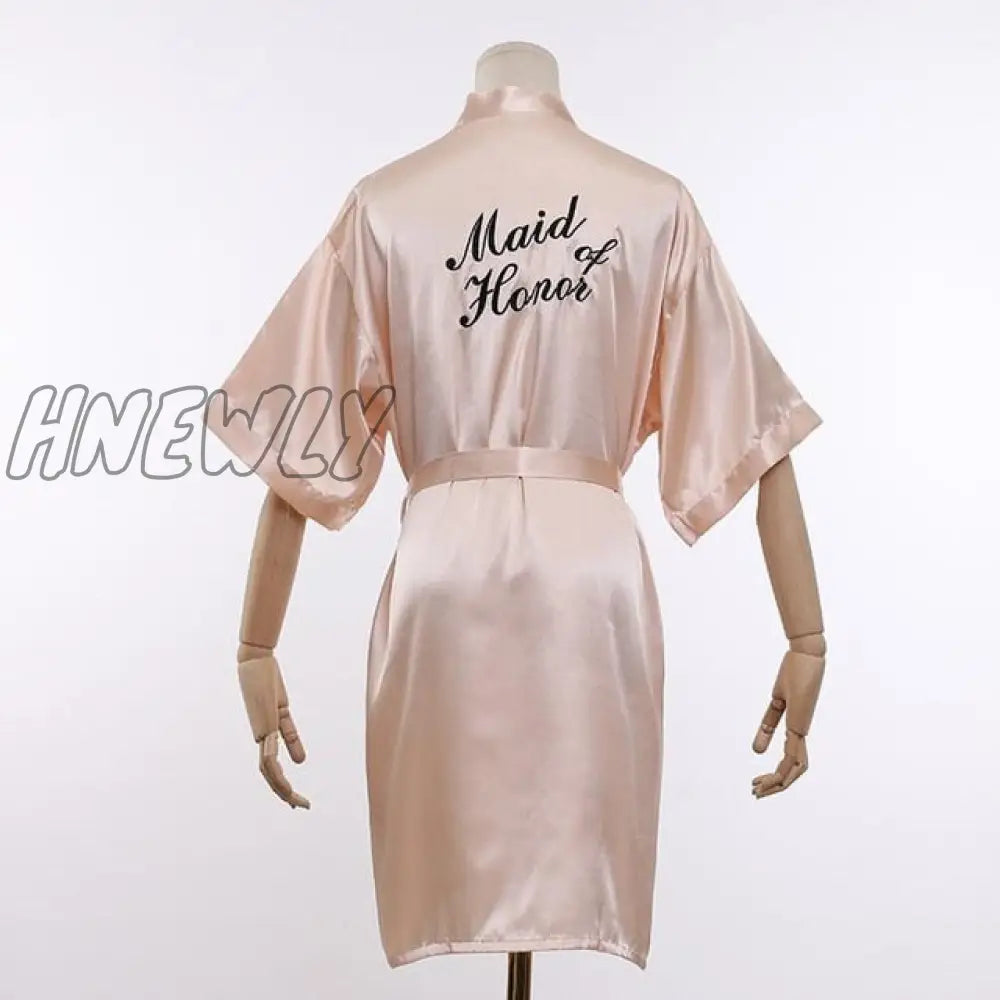 Wedding Bride Bridesmaid Robe Dressing Gown Sexy Women Bathrobe Nightgown Short Sleepwear Casual