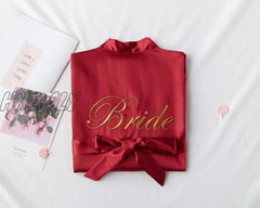 Wedding Bride Bridesmaid Robe Dressing Gown Sexy Women Bathrobe Nightgown Short Sleepwear Casual