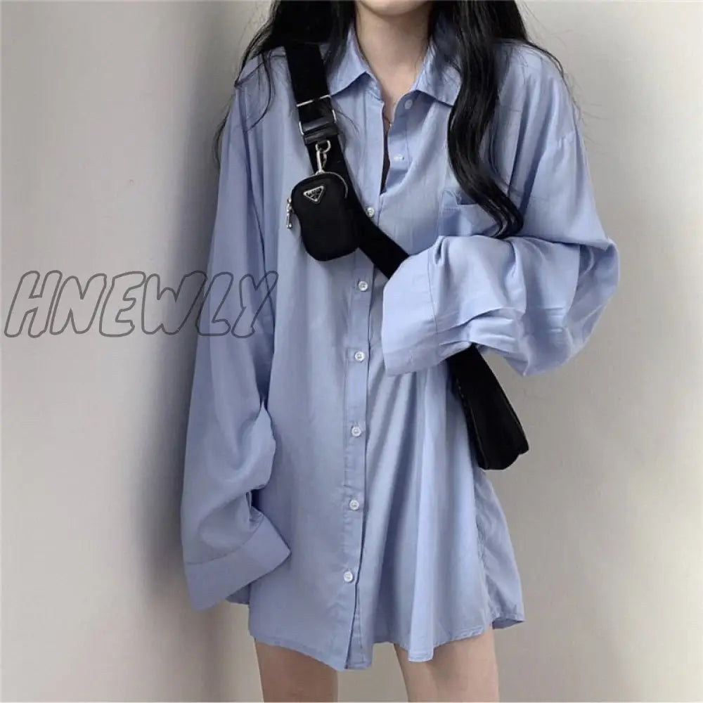 White Sun Protection Shirt Women’s Summer Mid-Length Loose Long Sleeve Korean Series Top Early