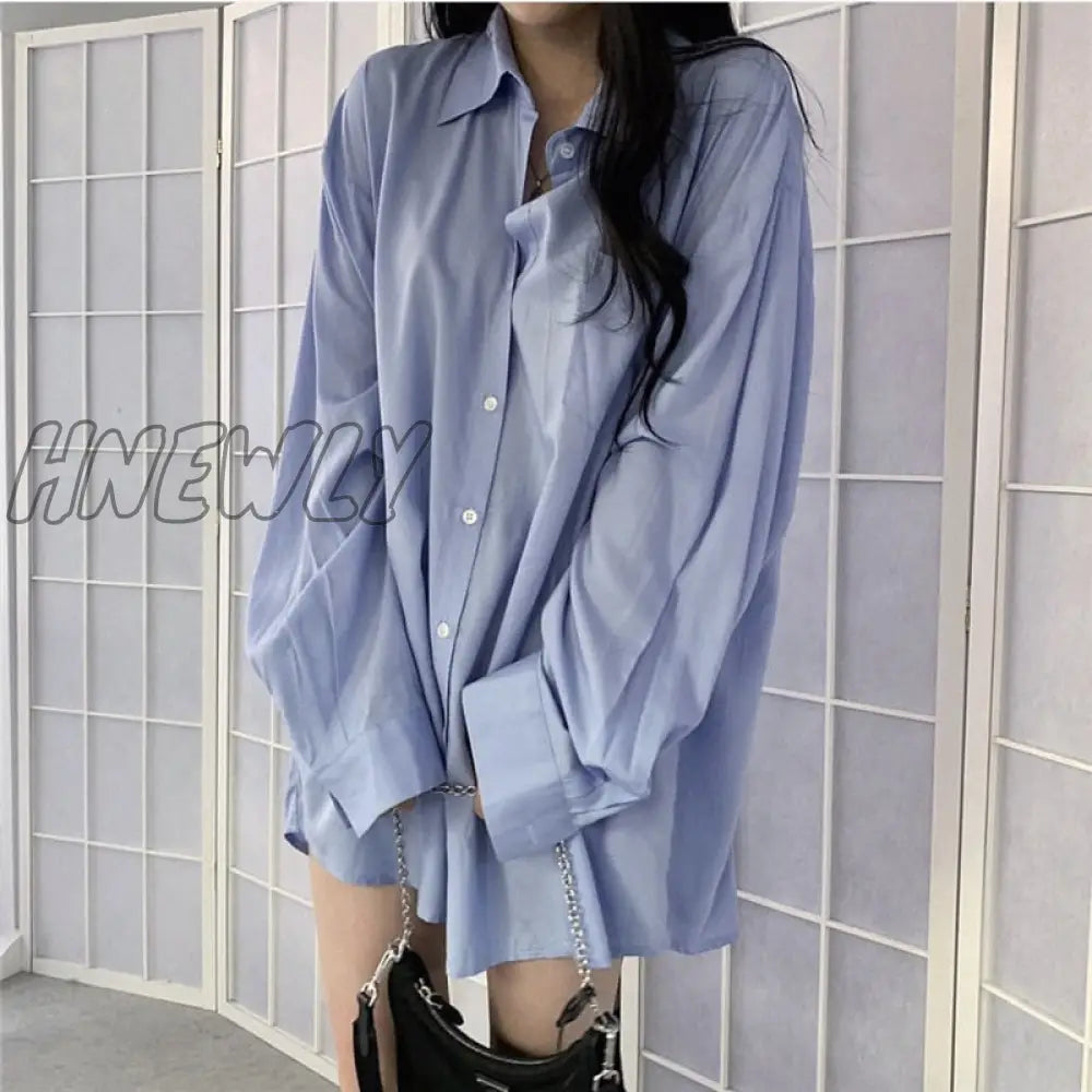 White Sun Protection Shirt Women’s Summer Mid-Length Loose Long Sleeve Korean Series Top Early