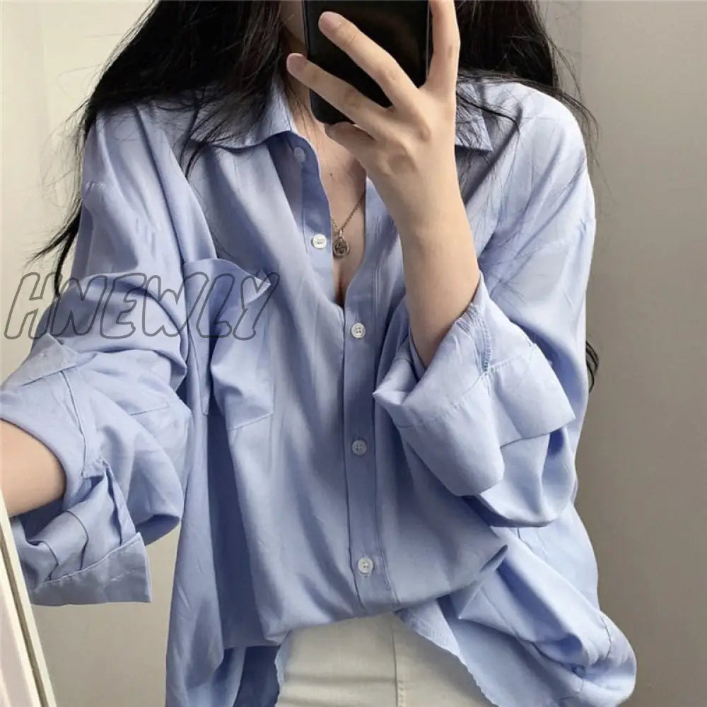 White Sun Protection Shirt Women’s Summer Mid-Length Loose Long Sleeve Korean Series Top Early