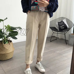 Winter Thicken Pencil Pants Women Warm Wool Loose High Waist Trousers Female Casual Ankle - Length