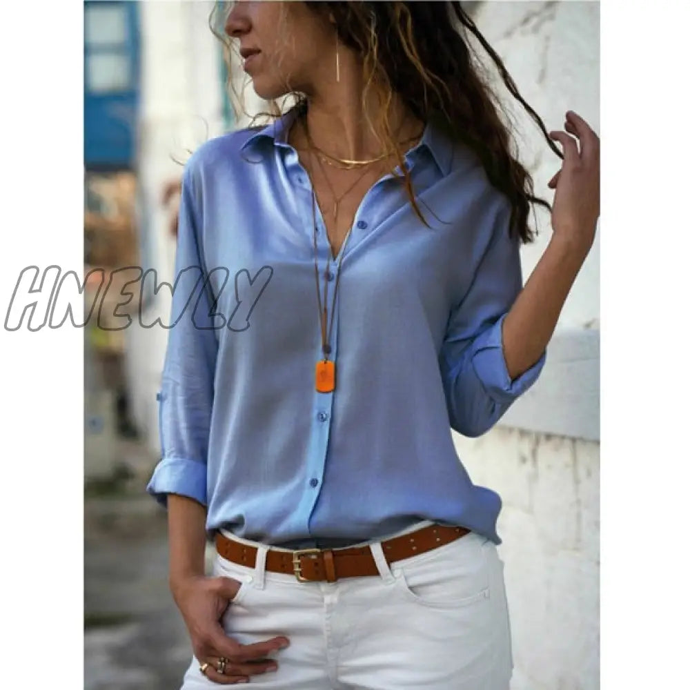 Women Blouses Basic Selling Button Solid Fashion Long Sleeve Office Shirt Leisure Blouse Casual