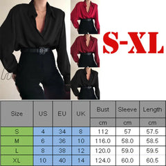 Women Button Blouses Turn Down Collar Shirts Office Lady Long Sleeve Casual Blouse Loose Ol Shirt