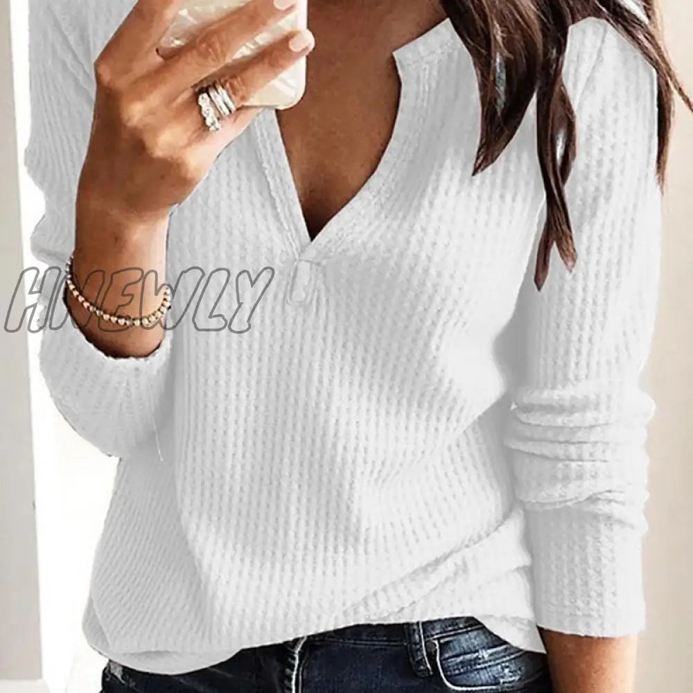 Women Clothing Autumn Spring Basic T Shirt New Fashion Long Sleeve V - Neck Casual Slim Tops Female