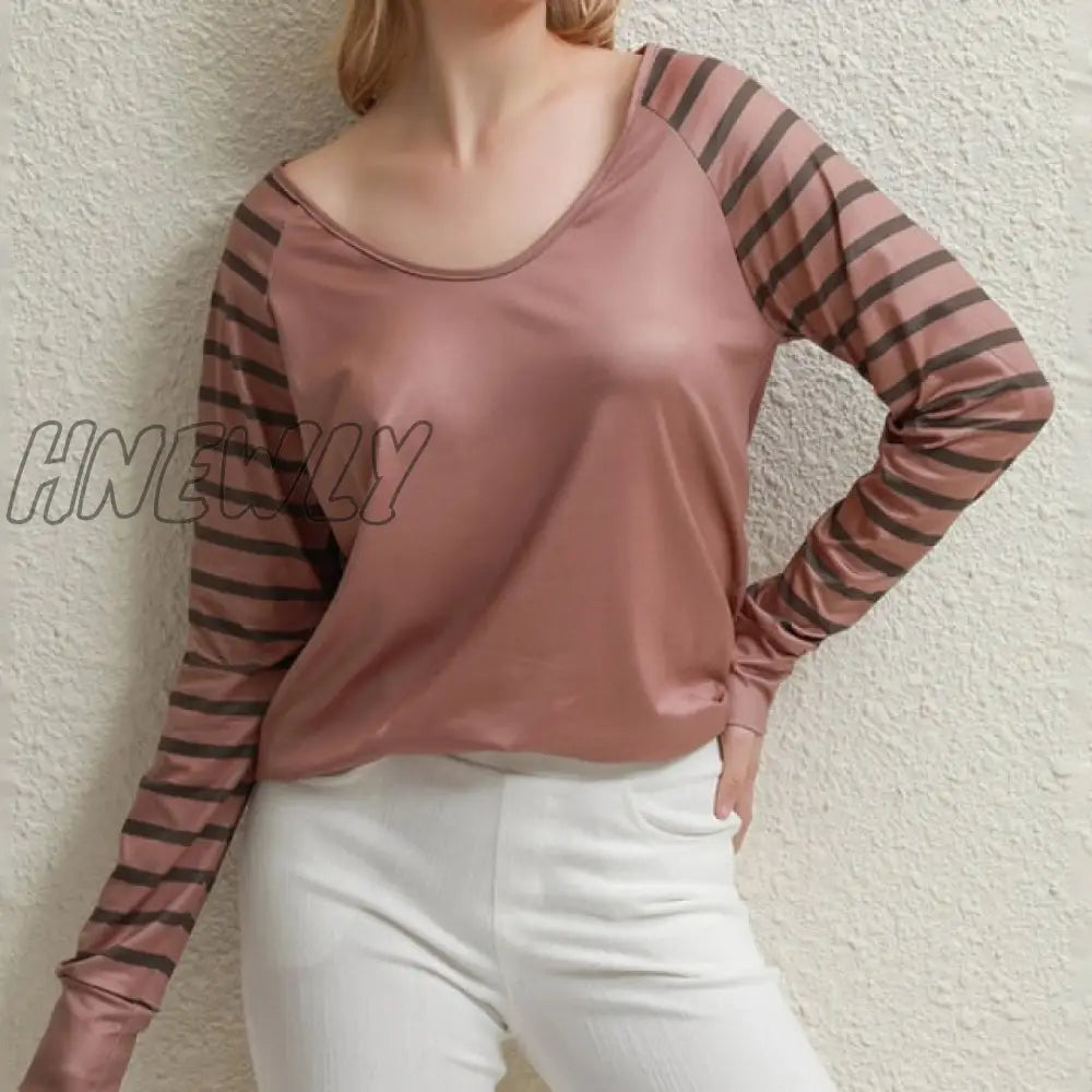 Women Clothing Autumn Spring Basic T Shirt New Fashion Long Sleeve V - Neck Casual Slim Tops Female