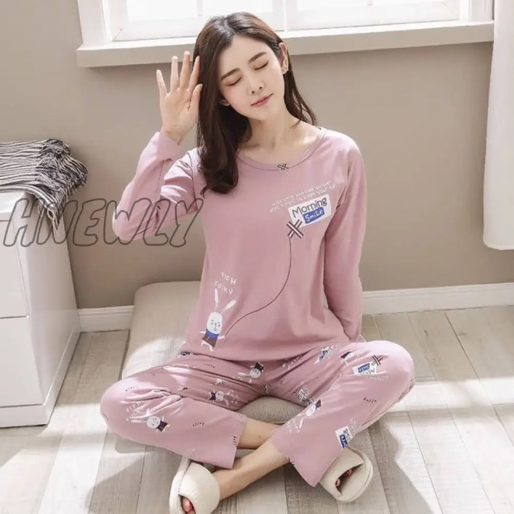 Women Pajamas Set Girl Sleepwear Pijama Long Pyjamas Suit Female Clothing Nightwear Style 13 / M