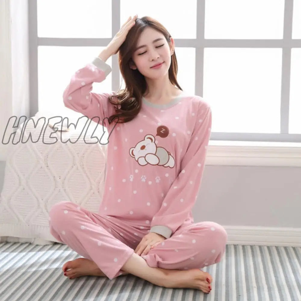 Women Pajamas Set Girl Sleepwear Pijama Long Pyjamas Suit Female Clothing Nightwear Style 3 / L