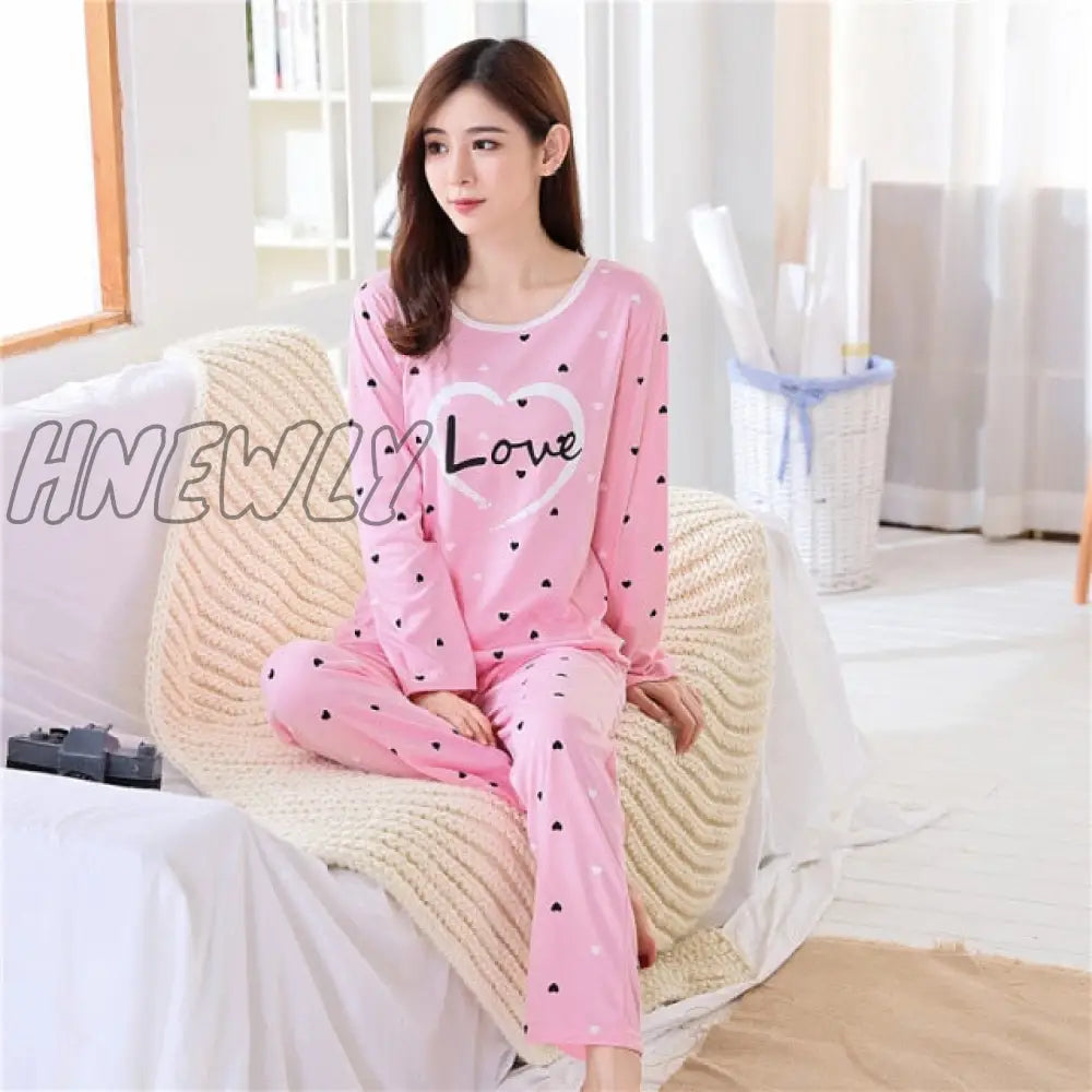 Women Pajamas Set Girl Sleepwear Pijama Long Pyjamas Suit Female Clothing Nightwear Style 5 / L