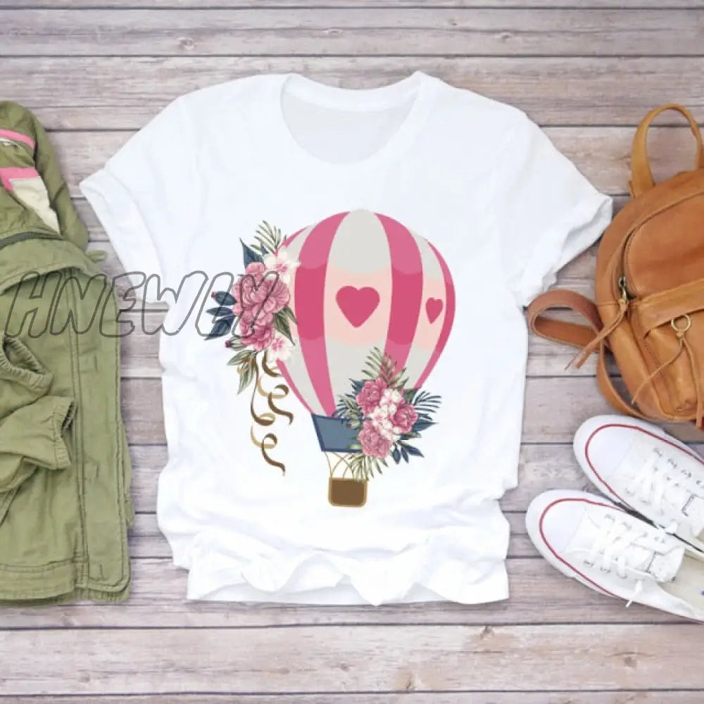 Women Summer Short Sleeve Floral Flower Fashion Lady T - Shirts Top T Shirt Ladies Womens Graphic