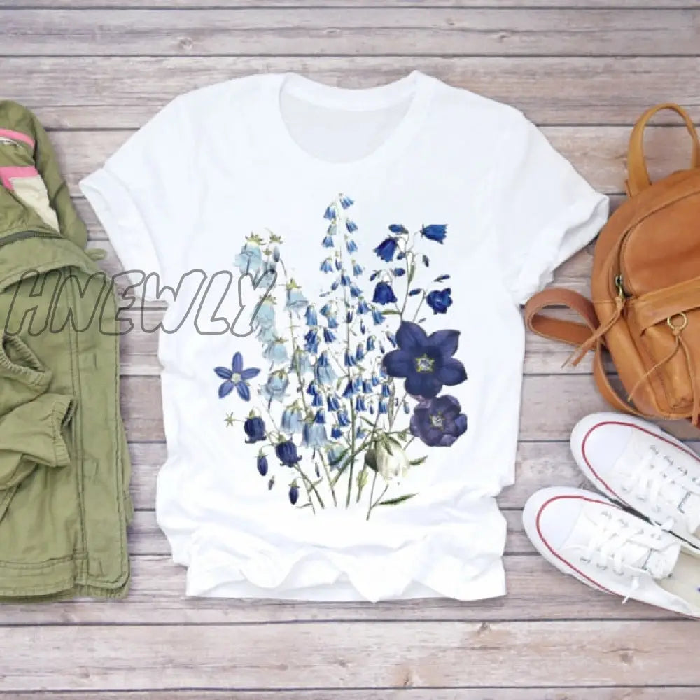 Women Summer Short Sleeve Floral Flower Fashion Lady T - Shirts Top T Shirt Ladies Womens Graphic