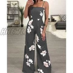 Women Super Comfy Floral Dungarees Jumpsuit Fashion Trend Sling Print Wide Leg Loose Long Pant