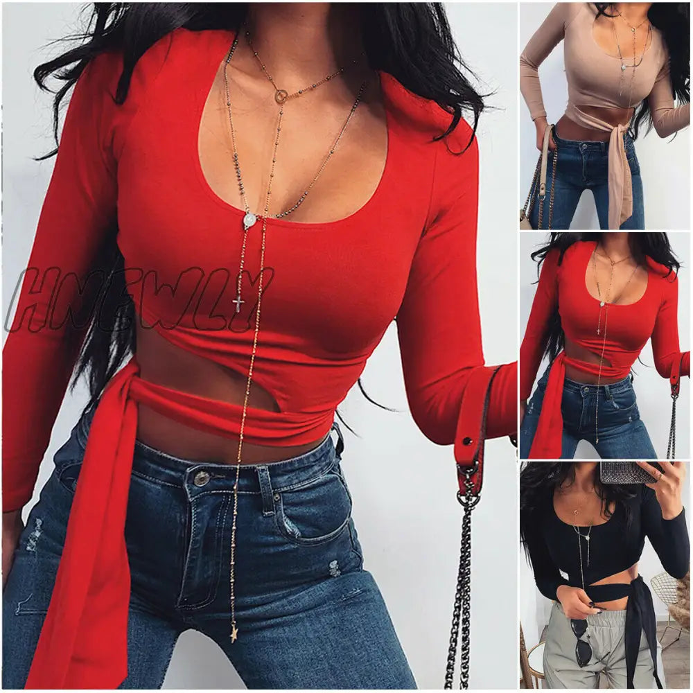 Women T - Shirt Long Sleeve Top Ladies Bodycon Casual T Shirt Sexy Womens Clothing Party Clothes