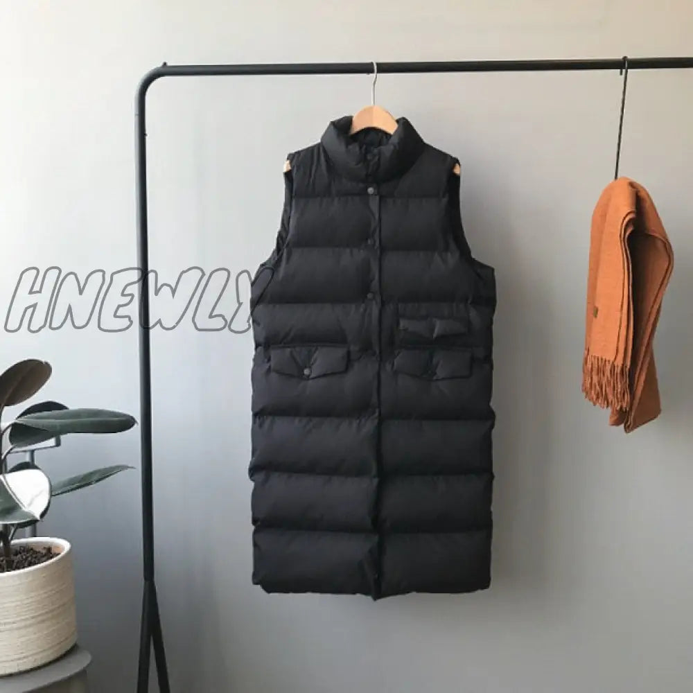 Women Winter Vest Coat Stand Collar Long Warm Tops Chaleco Mujer Gilet Casaco Feminino Outfits