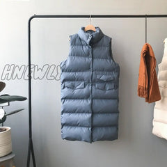 Women Winter Vest Coat Stand Collar Long Warm Tops Chaleco Mujer Gilet Casaco Feminino Outfits