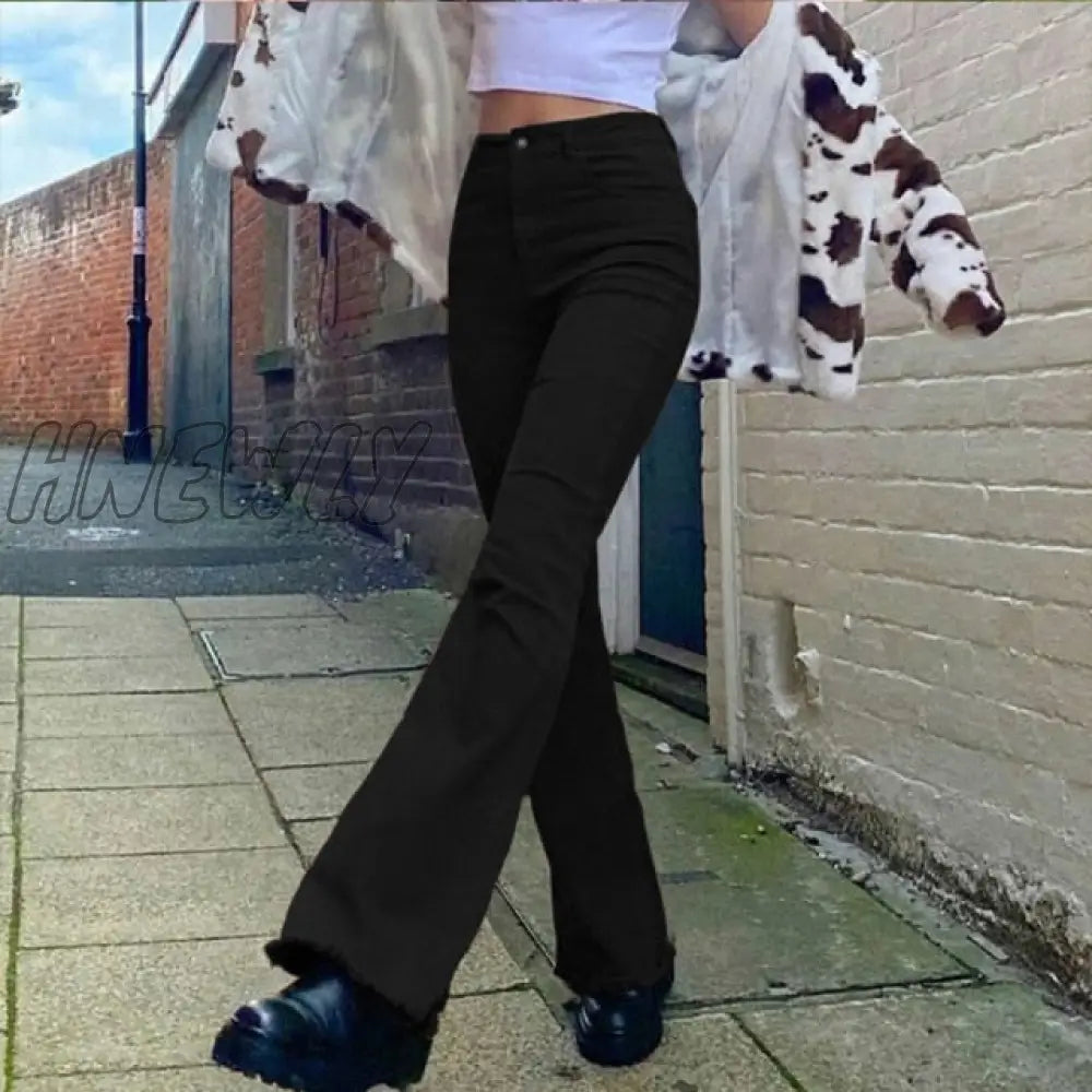 Women’s Jeans Woman High Waist Flared Jeans Khaki Black Brown Pants Pants For Women Clothing